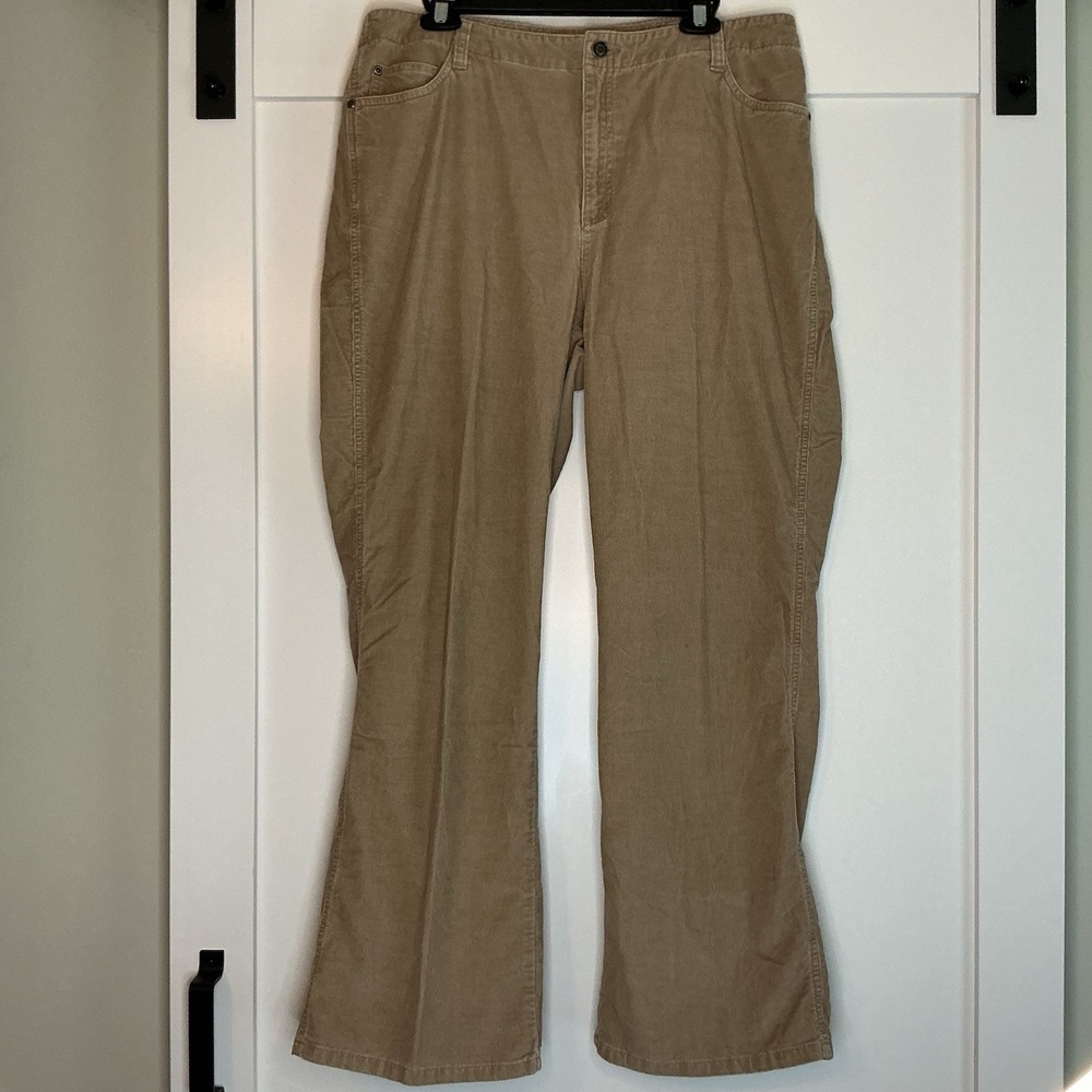 Talbot's Curvy Corduroy Pants‎ Stretch Womens 14W Brown Preppy Classic Neutral